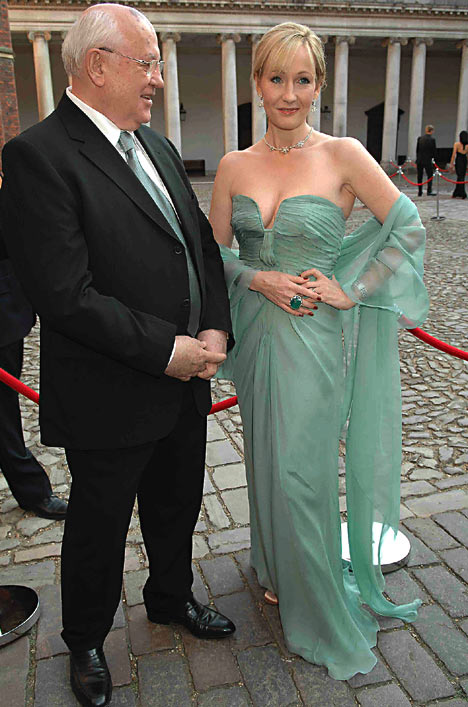 Harry Potter's creator JK Rowling with Mikhail Gorbachev