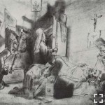 Перов В.Г. Делёж наследства в монастыре (Смерть монаха). Рисунок карандашом. 1868